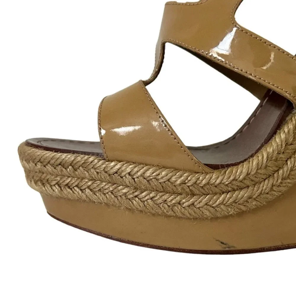 Christian Louboutin Beige Patent Leather Bilbao 120 Wedges Size 39